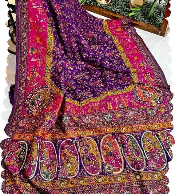 VASTTRAM Women's Pure Original Kanchi pattu kanchipuram Kanjivaram Zari weaving silk Royal Rajwadi Kalamkari desinger Saree With Blouse piece for Wedding