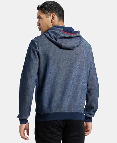 Jockey UM22 Men's Super Combed Cotton Rich Printed Hoodie Sweatshirt with Ribbed Cuffs and Side Pockets (Prints May Vary)_Navy_XL - Image 5