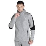 Puma Men's Cotton A-Line Hooded Neck Coat (58942403_Medium Gray Heather_S, Regular, Jacket)