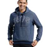 Jockey UM22 Men's Super Combed Cotton Rich Printed Hoodie Sweatshirt with Ribbed Cuffs and Side Pockets (Prints May Vary)_Navy_XL