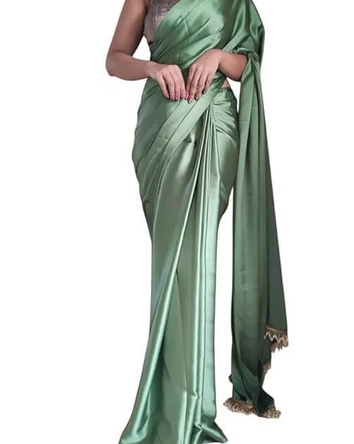 Spitomex Women's Regular Wear Satin Silk Pre Pleated Heavy Saree with Blouse For Festival, Party, Wedding,farewell, fuction saree.