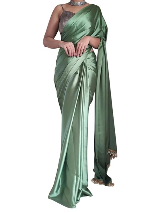 Spitomex Women's Regular Wear Satin Silk Pre Pleated Heavy Saree with Blouse For Festival, Party, Wedding,farewell, fuction saree.