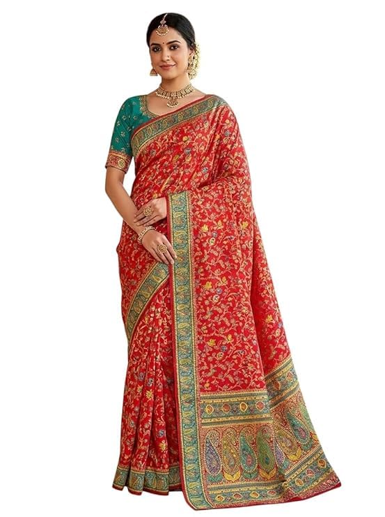 VASTTRAM Women's Original Pashmina Rajwadi Dola kanchipuram Kanjivaram Zari Banarasi Silk Desinger Saree With Blouse Piece (Color-1.3)