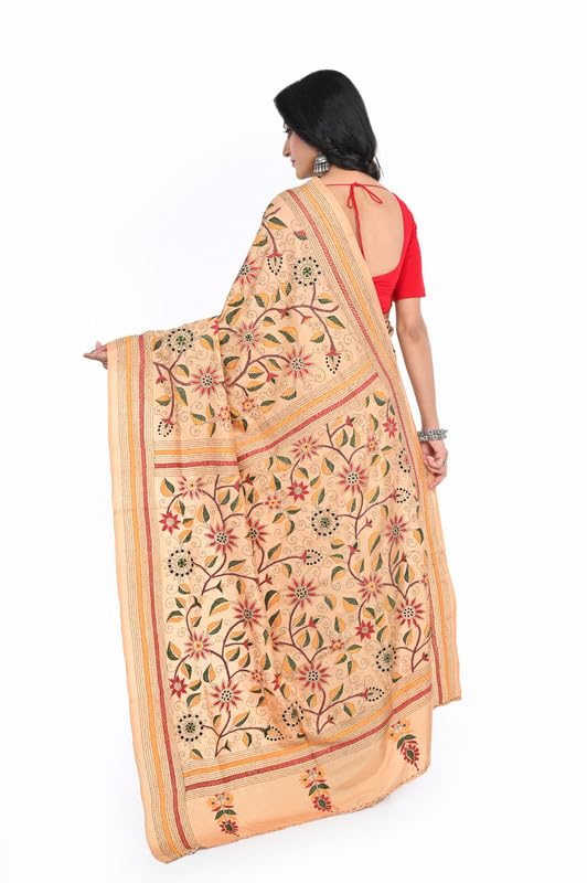 Tantuja Bengal Handloom Kantha Lightweight Comfortable Hand Woven Printed Silk Ethnic Wear Saree For Women'S With Blouse Piece, (Saree-5.5Mtr, Blouse-0.80 Meter) - Image 2