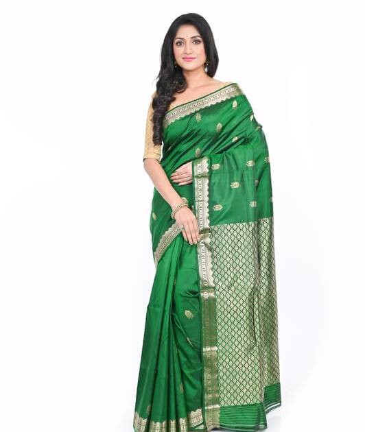 Tantuja Bengal Handloom Interlock Weave Saree Lightweight Comfortable Hand Woven Printed Tasar Ethnic Wear Saree For Women'S With Blouse Piece, (Saree-5.5Mtr, Blouse-0.80 Meter)
