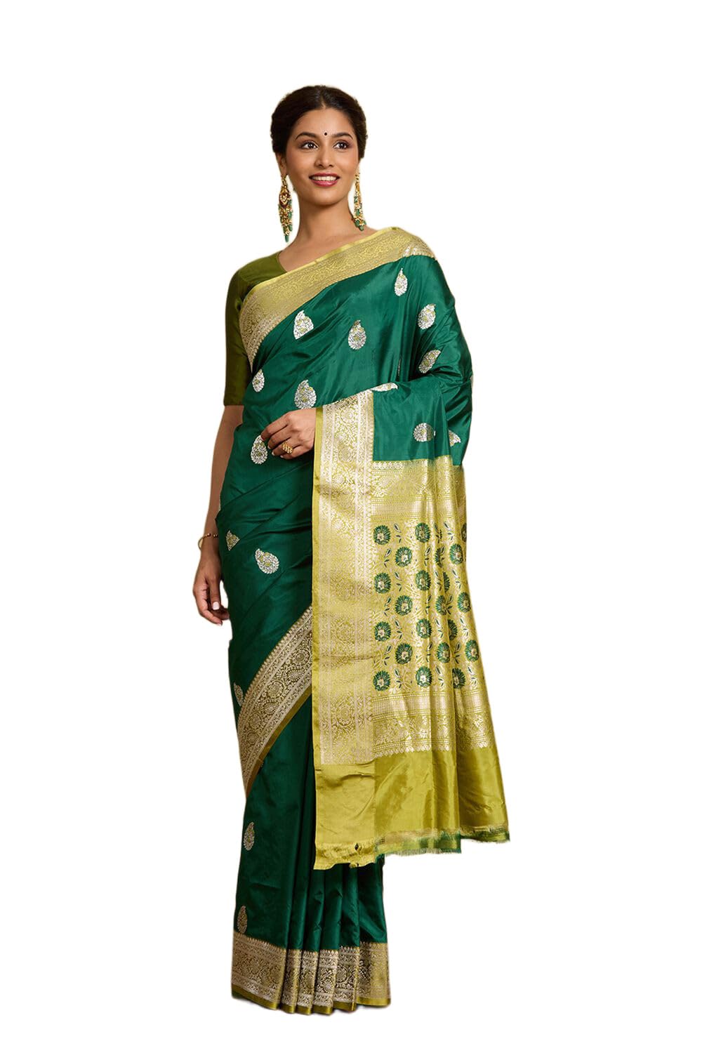 Taneira Green Pure Silk Banaras Kadwa Saree
