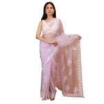 Shwet Heritage - Harnessing Heritage Women Yellow Georgette Chikankari Saree