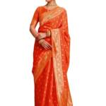 SIRIL Women's Silk Weaving Dual Tone Banarasi Saree with Unstitched Blouse Piece (5166S1251_Orange)