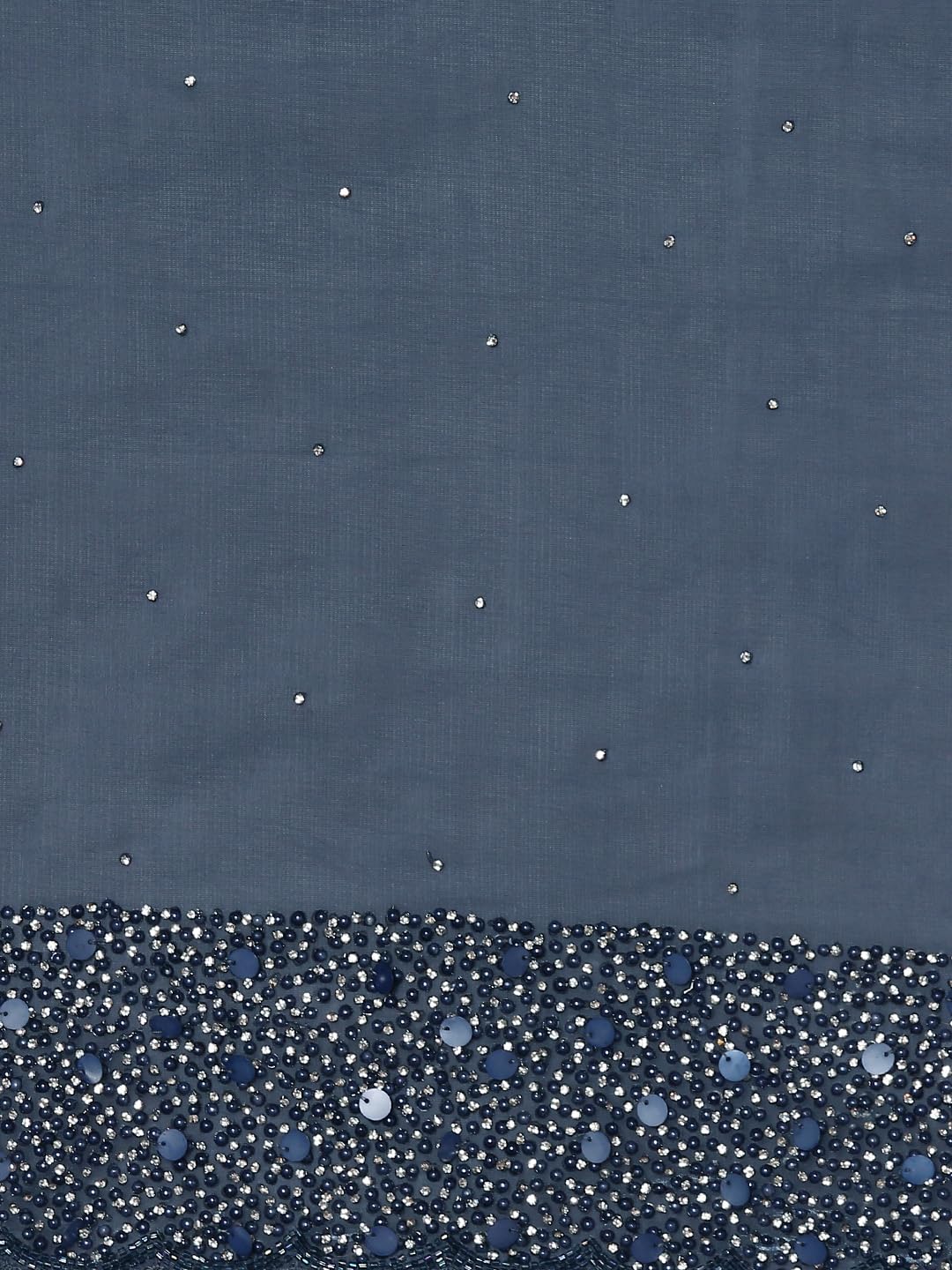 MOHEY Grey Organza Embroidery|Stone Work Saree for Women - Image 5