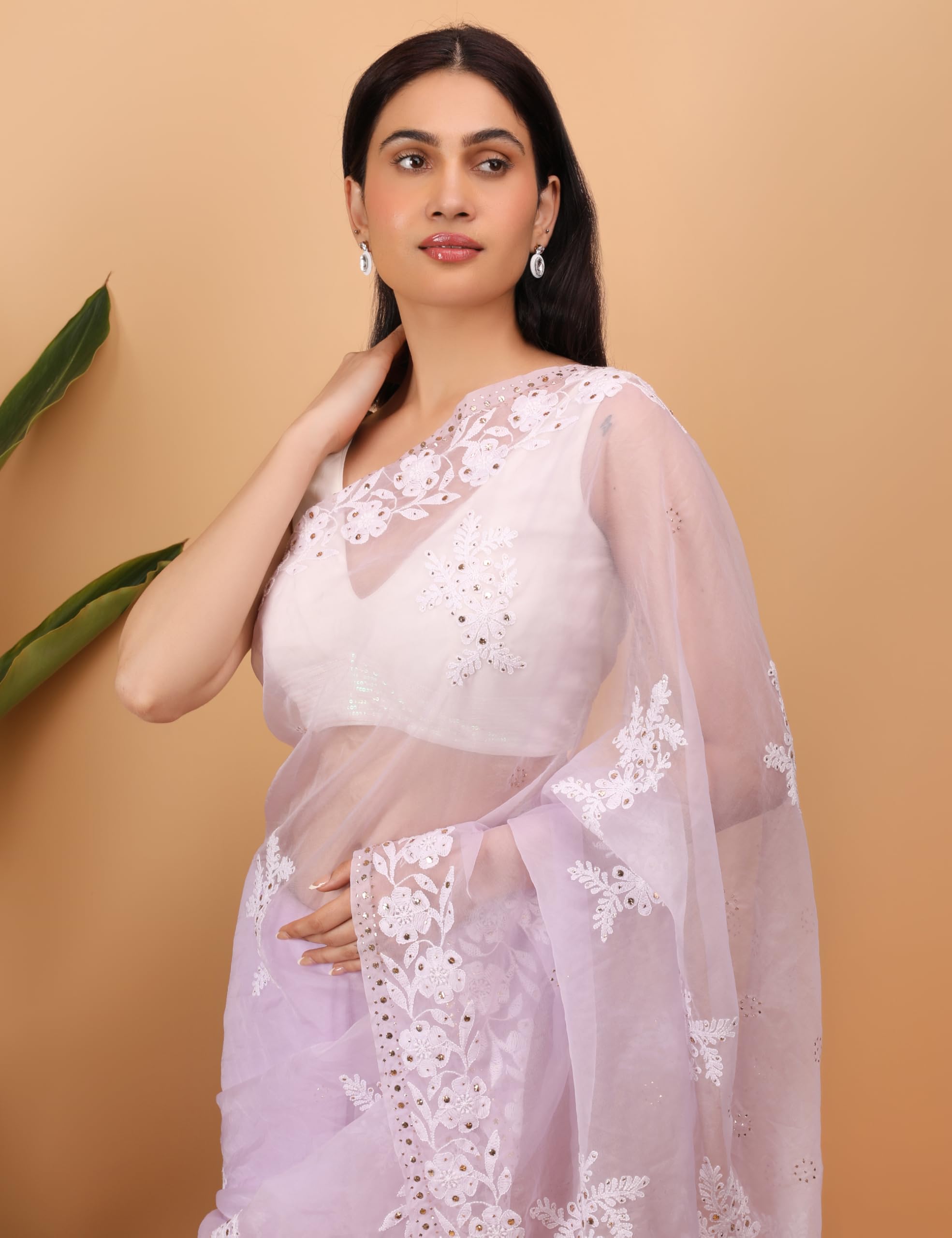 Shwet Heritage - Harnessing Heritage Women Yellow Georgette Chikankari Saree - Image 3