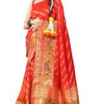 Krishn Kunj SILKS Women's Kanchipuram Silk Saree Tradition Unique Border Body Butta