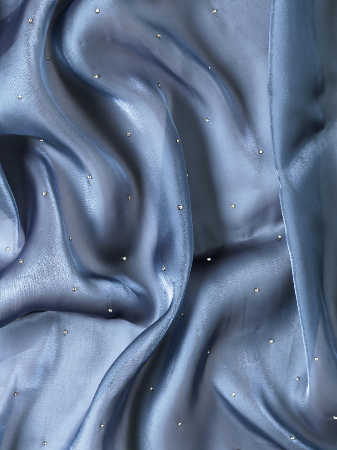 MOHEY Grey Organza Embroidery|Stone Work Saree for Women - Image 3