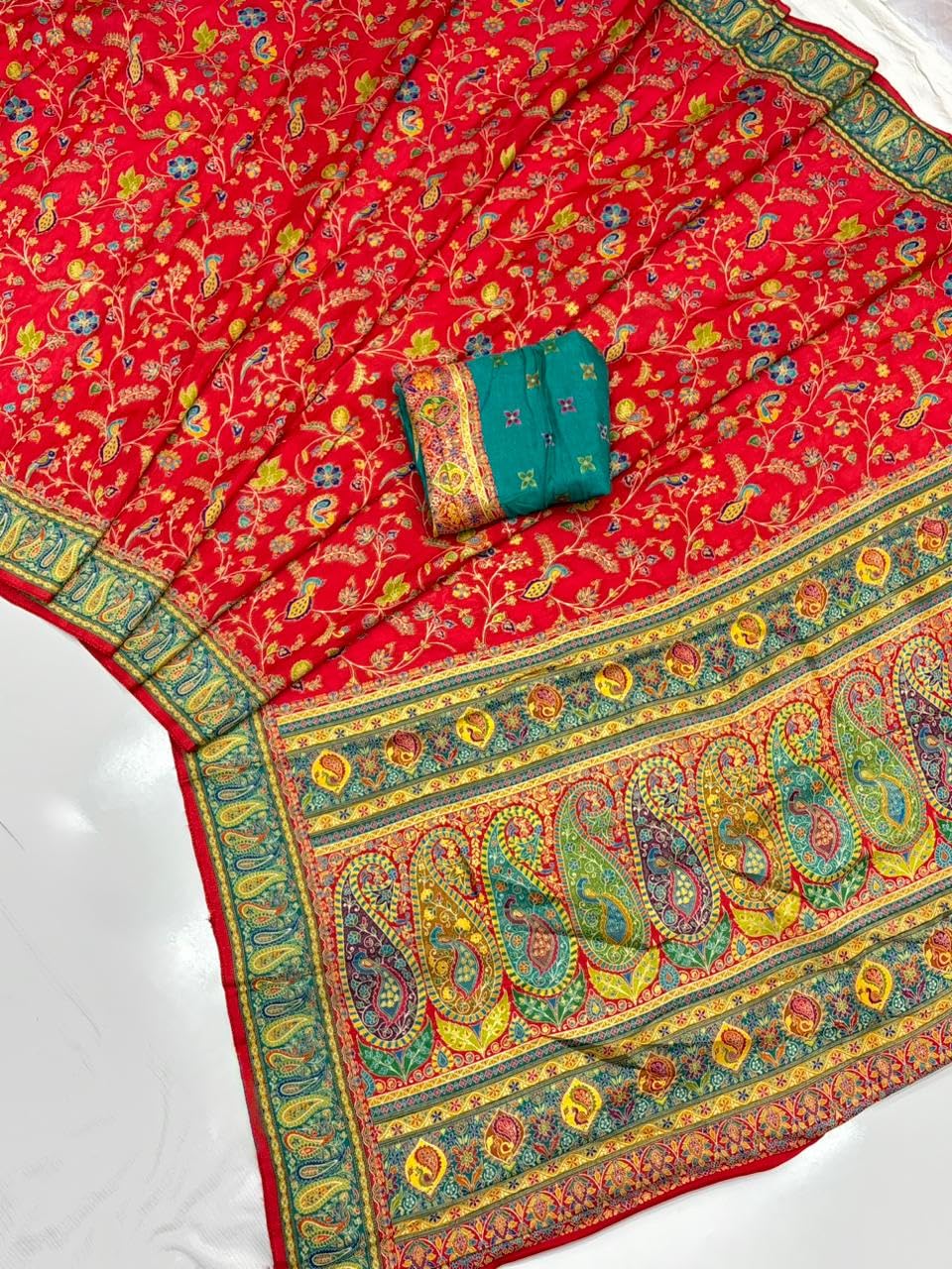 VASTTRAM Women's Original Pashmina Rajwadi Dola kanchipuram Kanjivaram Zari Banarasi Silk Desinger Saree With Blouse Piece (Color-1.3) - Image 2