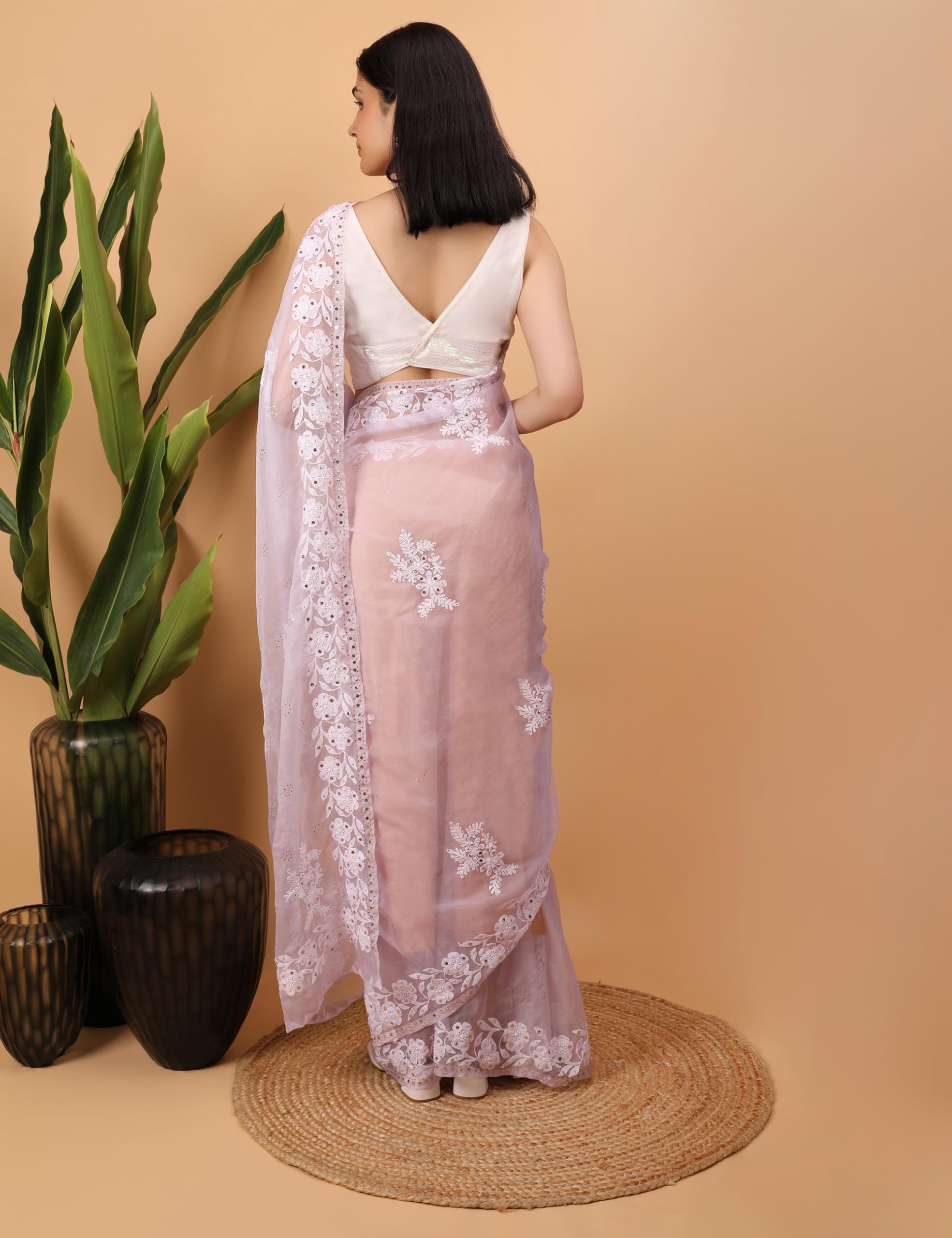 Shwet Heritage - Harnessing Heritage Women Yellow Georgette Chikankari Saree - Image 2