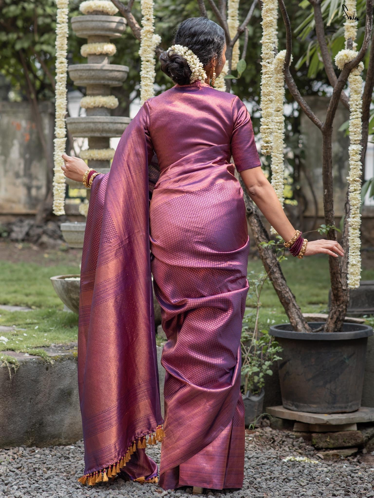 Suta Kaadambari Purple Pure Silk Saree - Purple - Image 6