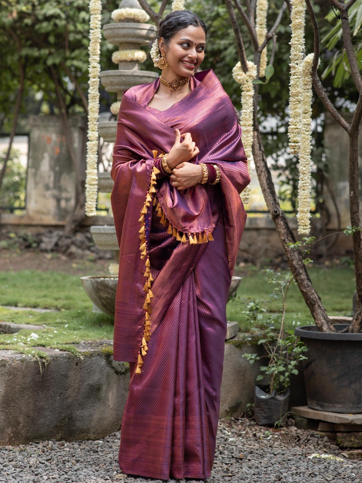 Suta Kaadambari Purple Pure Silk Saree - Purple - Image 3