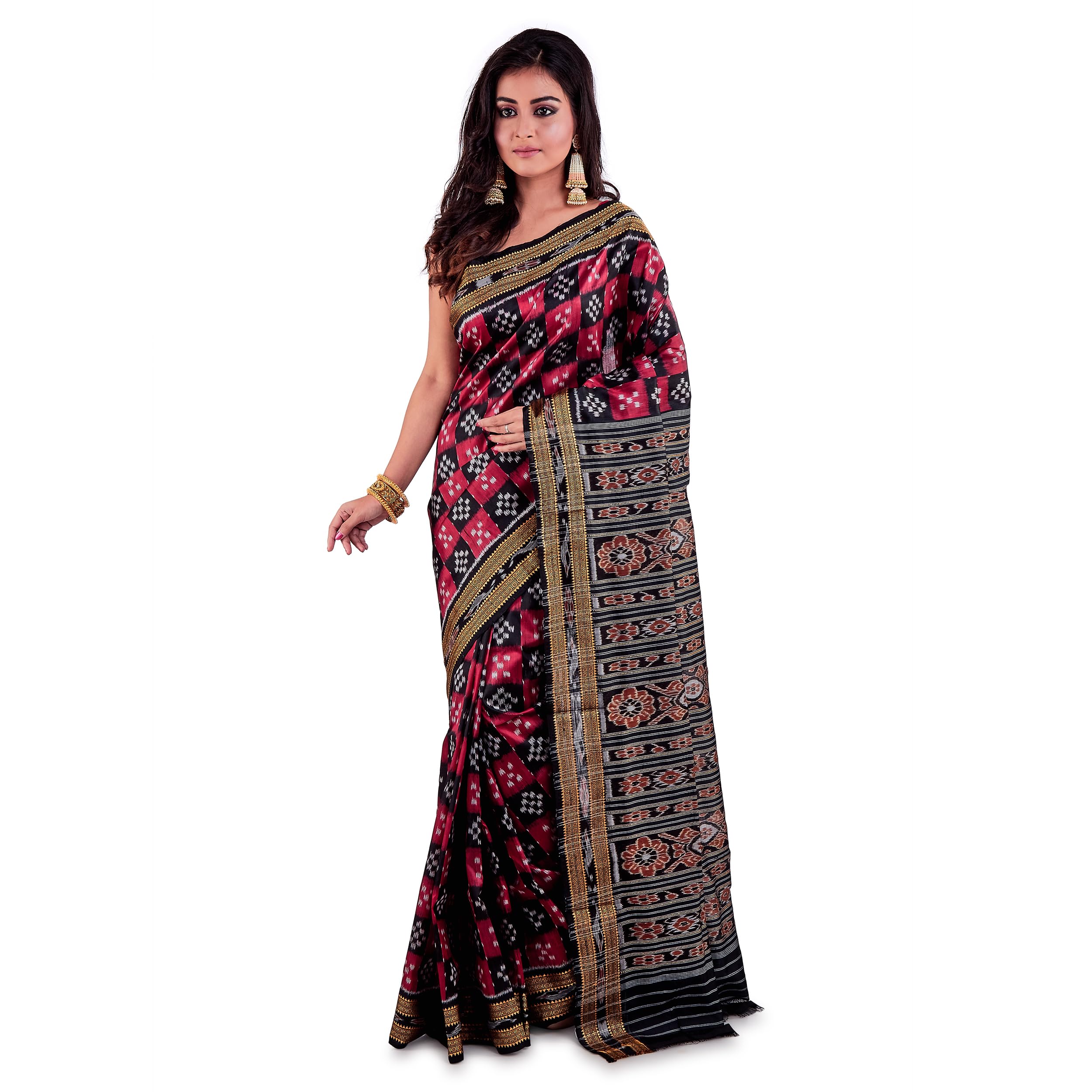 PRANTIKA Women's Odisha Khandua Silk Sambalpuri Nuapatna Ikkat Saree