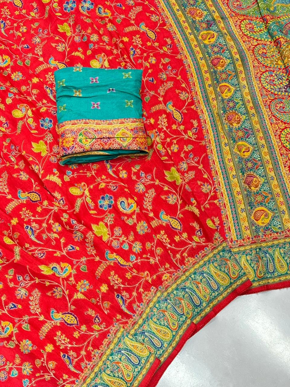 VASTTRAM Women's Original Pashmina Rajwadi Dola kanchipuram Kanjivaram Zari Banarasi Silk Desinger Saree With Blouse Piece (Color-1.3) - Image 4