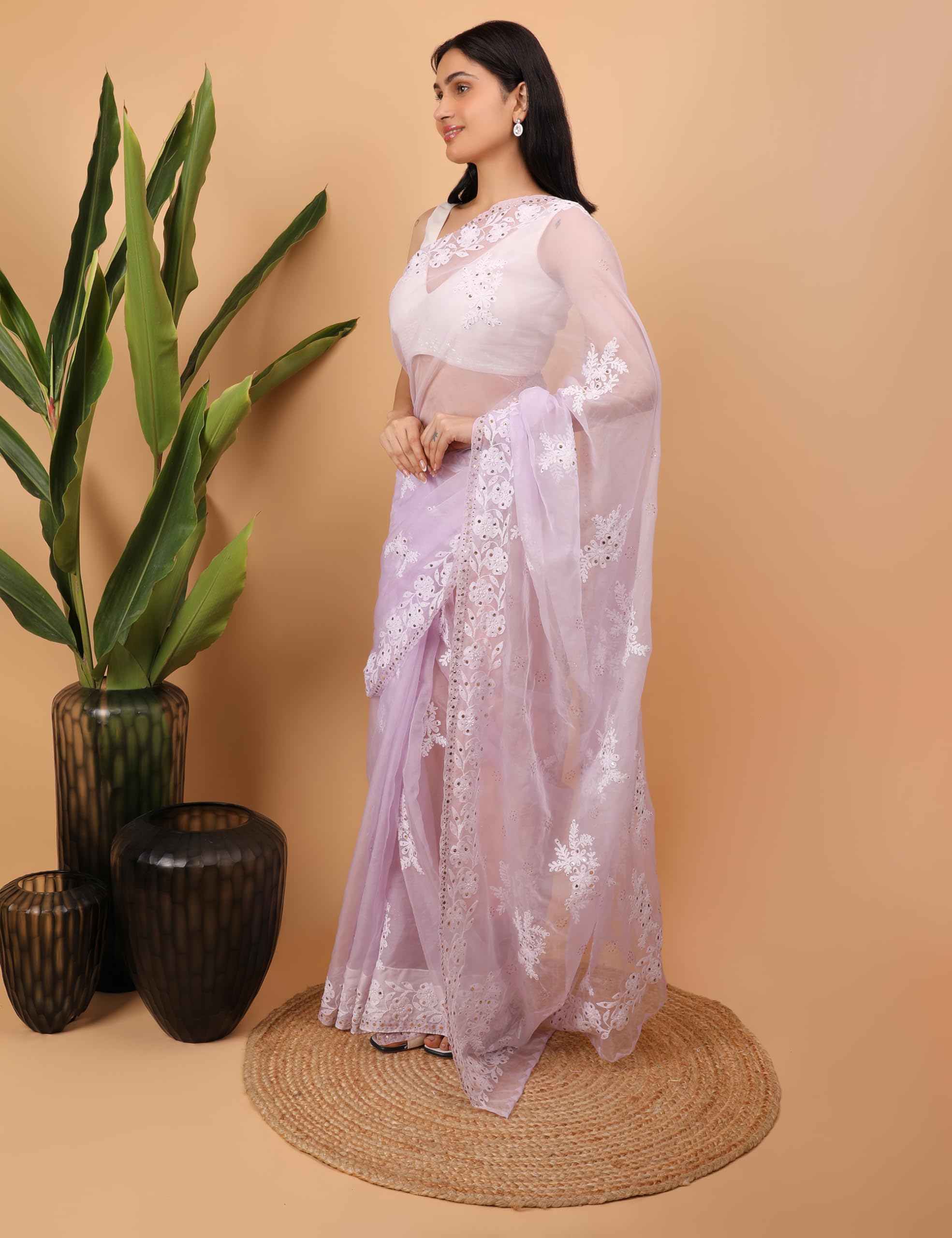 Shwet Heritage - Harnessing Heritage Women Yellow Georgette Chikankari Saree - Image 6