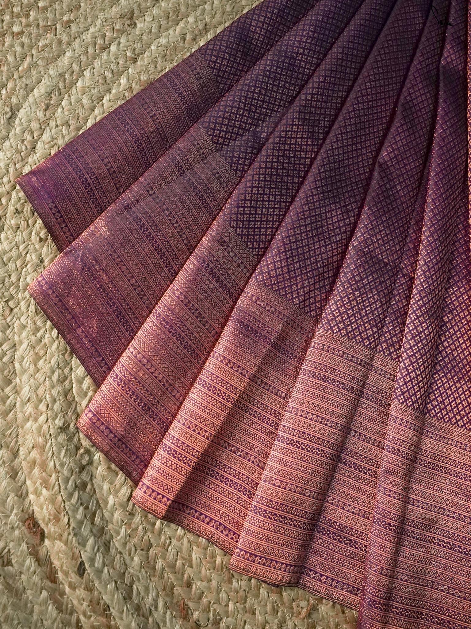Suta Kaadambari Purple Pure Silk Saree - Purple - Image 5